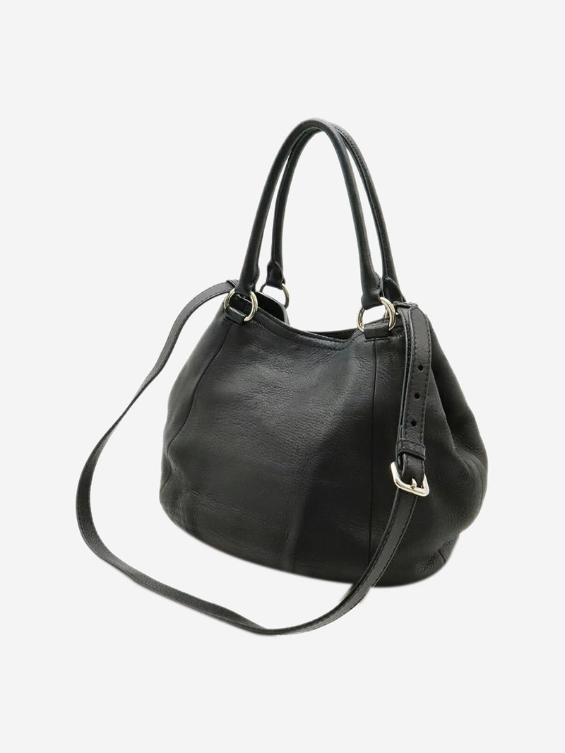 Black Vitello Daino leather 2way bag
