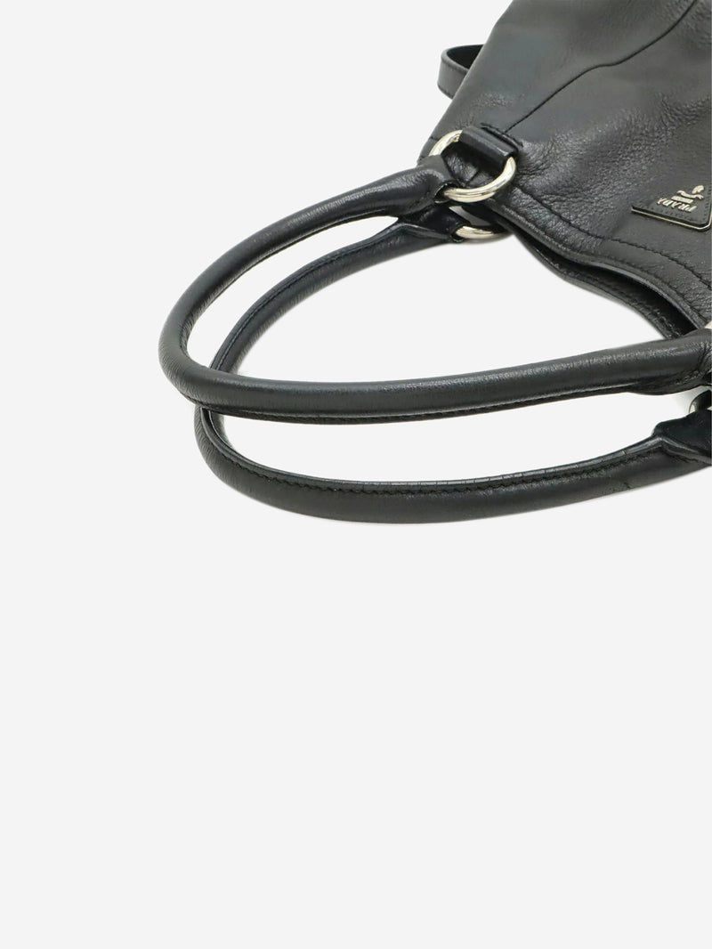 Black Vitello Daino leather 2way bag