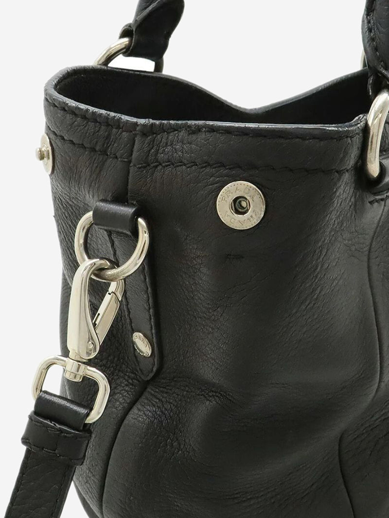 Black Vitello Daino leather 2way bag