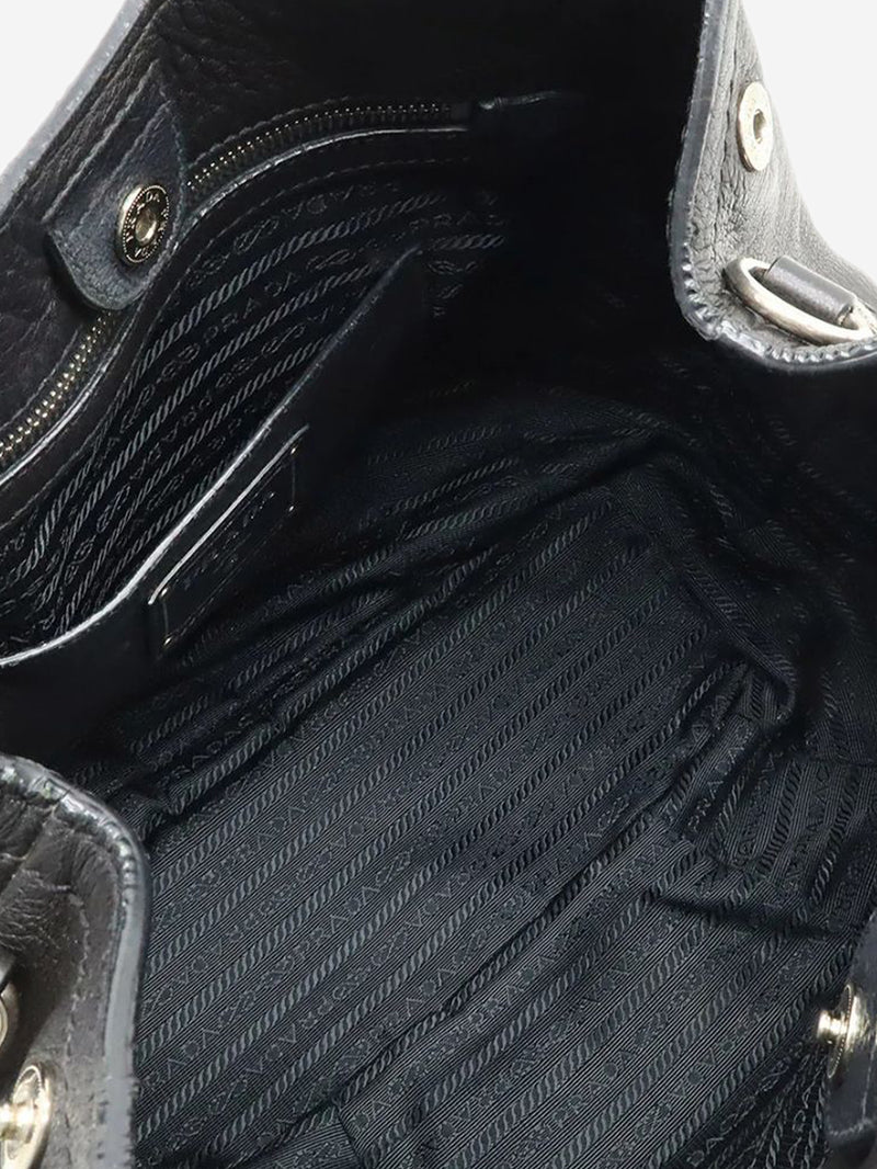 Black Vitello Daino leather 2way bag