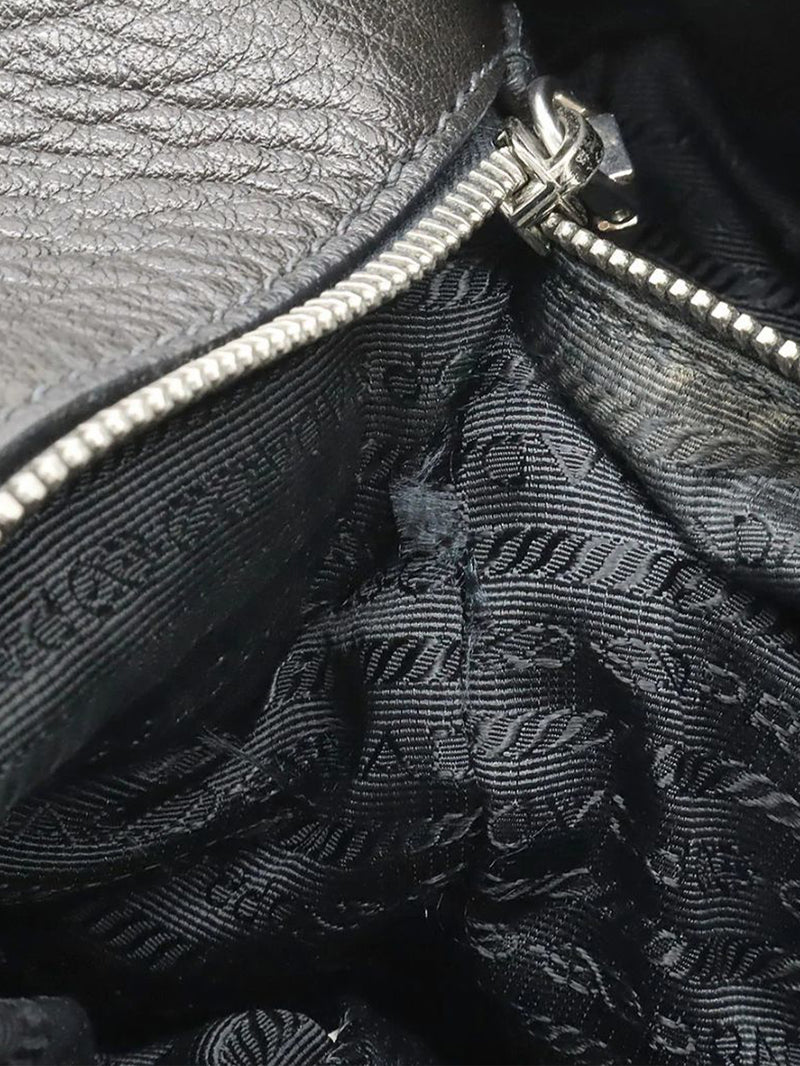 Black Vitello Daino leather 2way bag