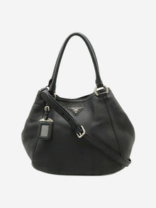 Black Vitello Daino leather 2way bag Top Handle Bags Prada 