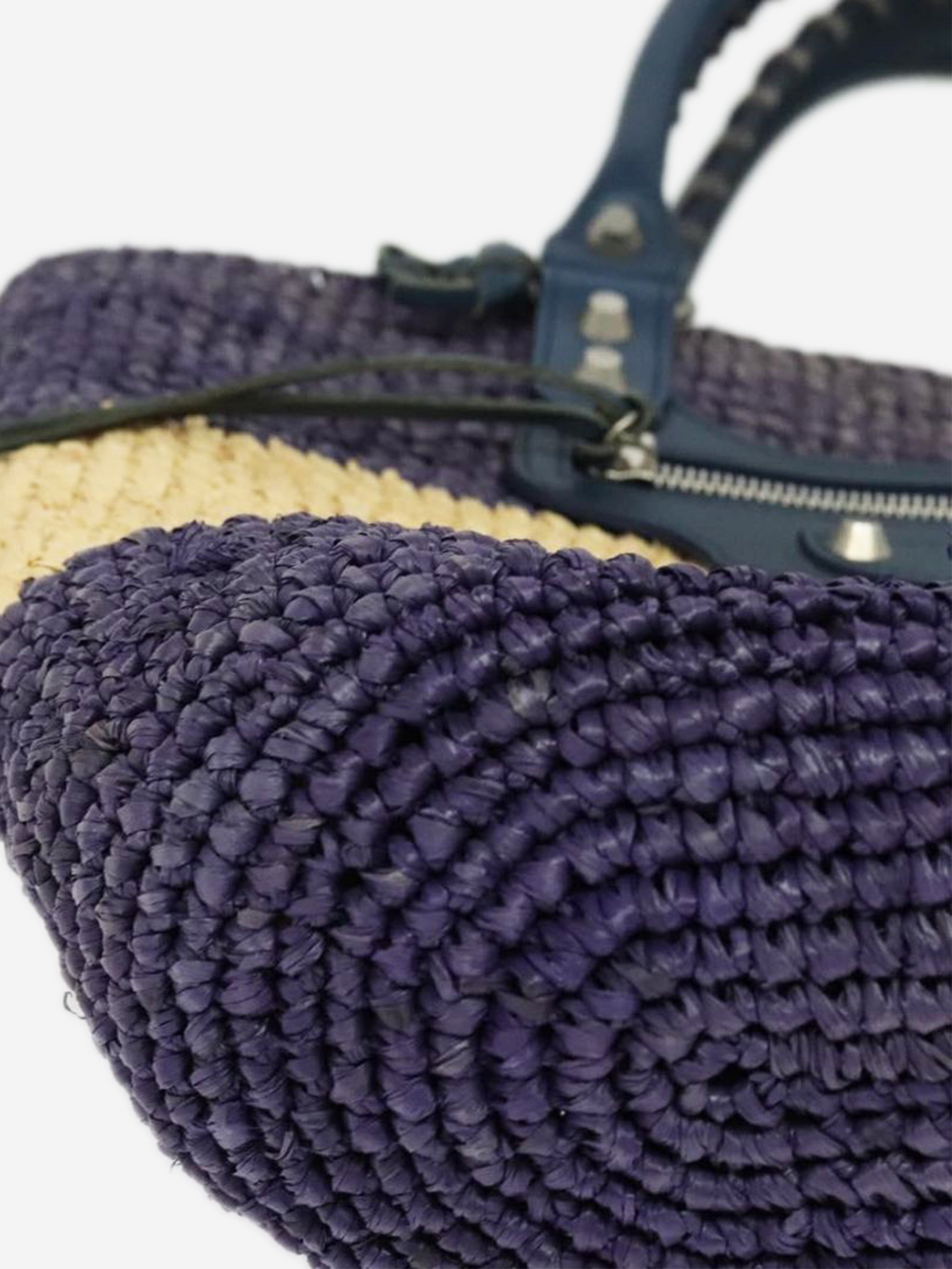 Purple and beige Panier XS raffia tote bag Tote Bags Balenciaga 
