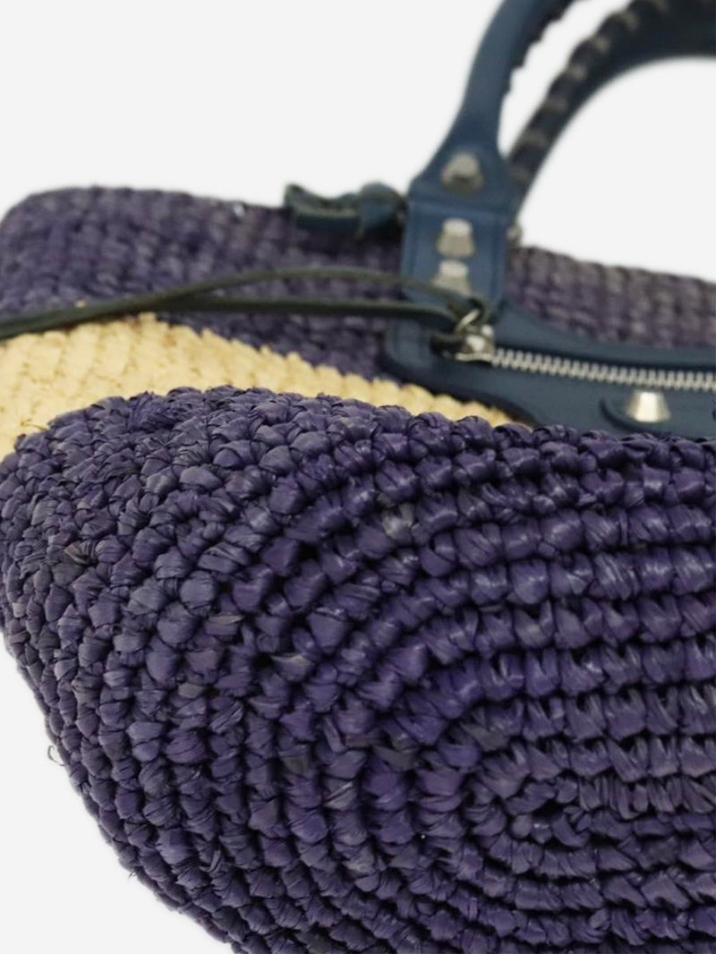 Purple and beige Panier XS raffia tote bag Tote Bags Balenciaga 