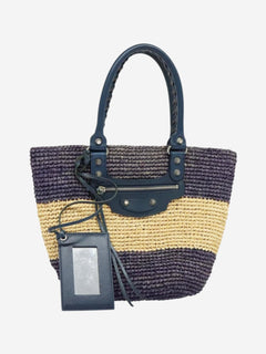 Purple and beige Panier XS raffia tote bag Tote Bags Balenciaga 