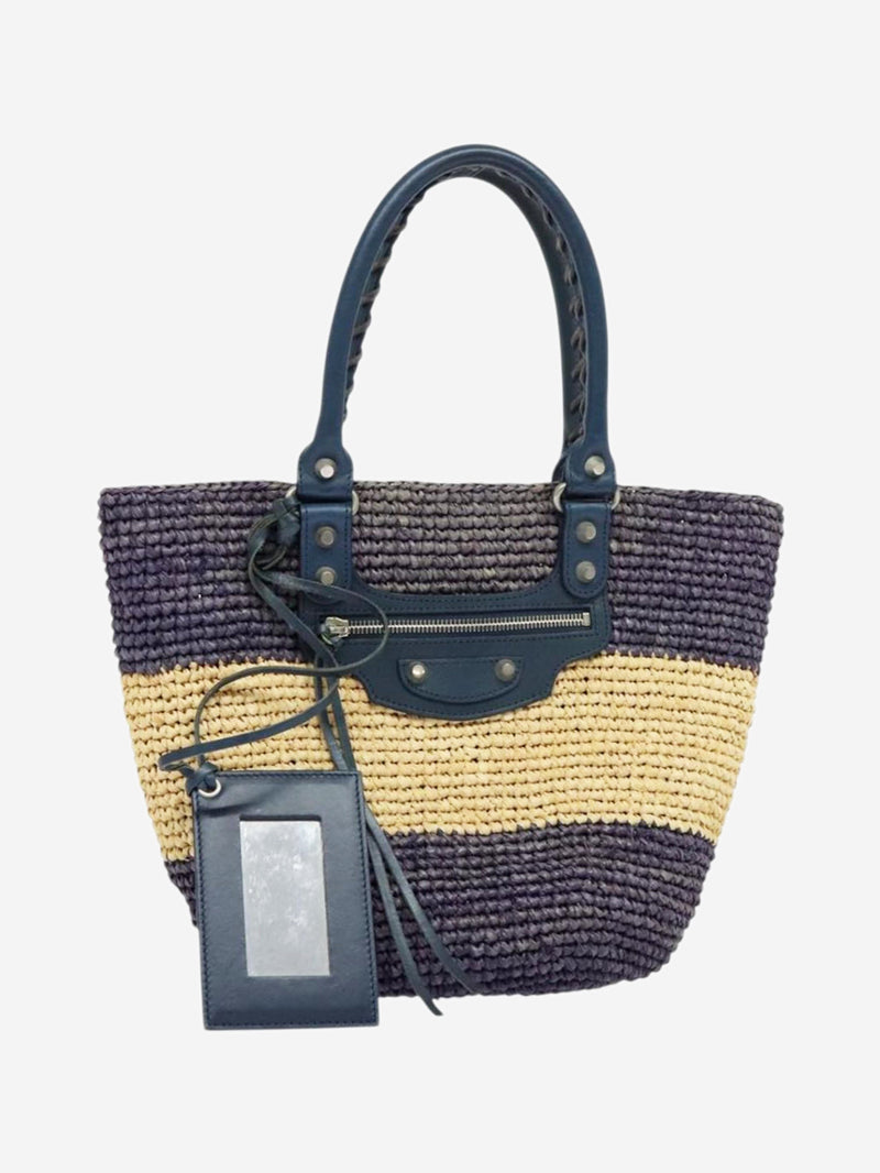 Purple and beige Panier XS raffia tote bag Tote Bags Balenciaga 