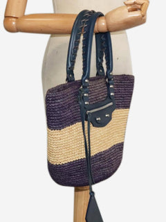 Purple and beige Panier XS raffia tote bag Tote Bags Balenciaga 