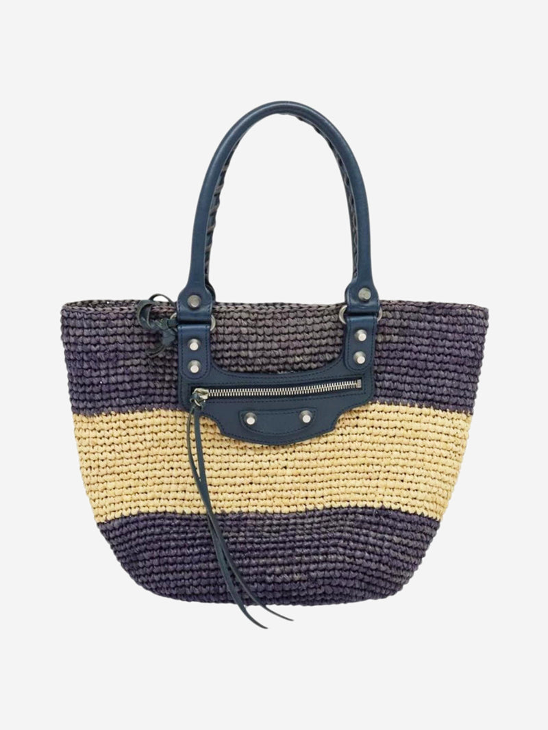 Purple and beige Panier XS raffia tote bag Tote Bags Balenciaga 