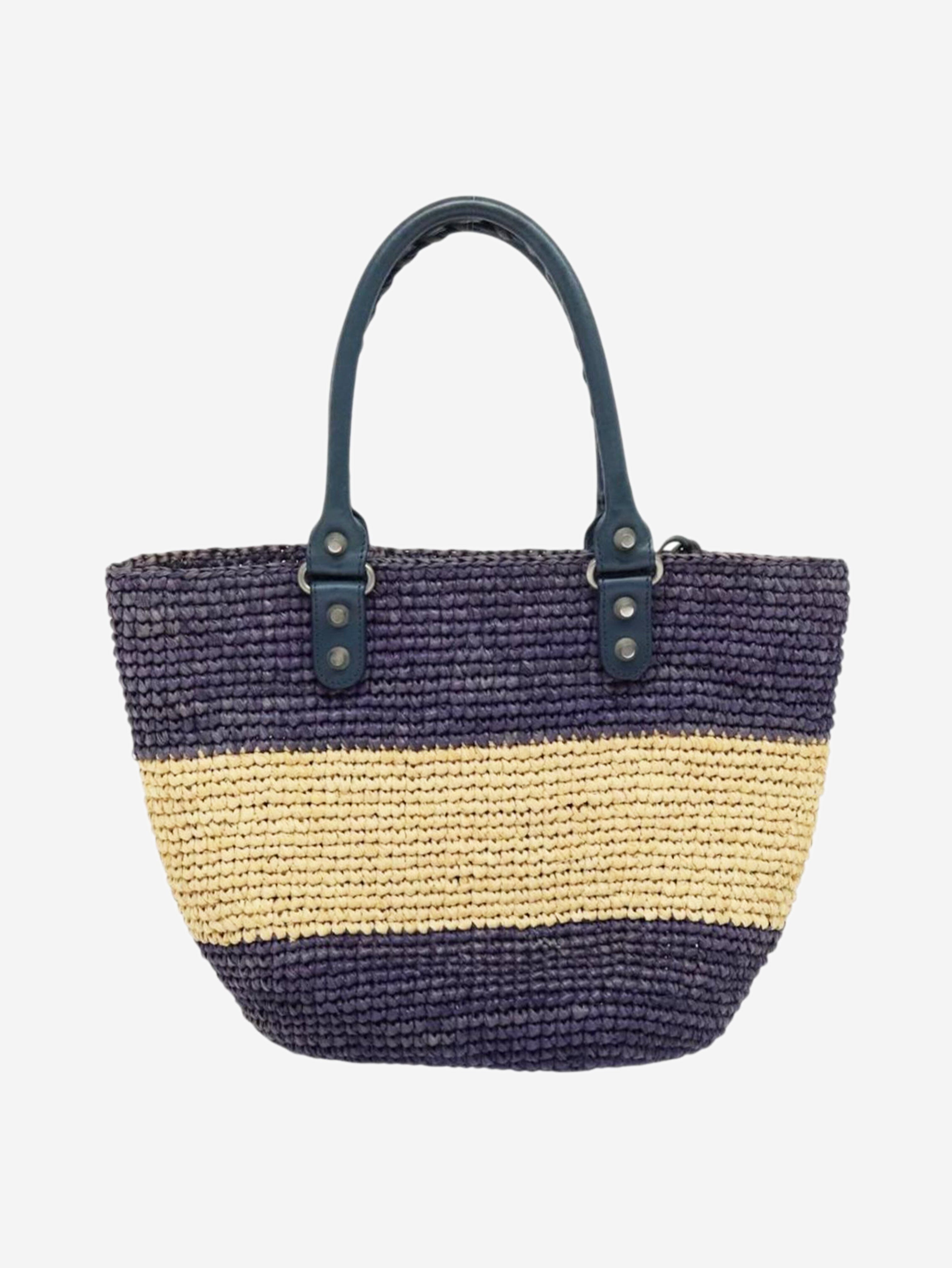 Purple and beige Panier XS raffia tote bag Tote Bags Balenciaga 