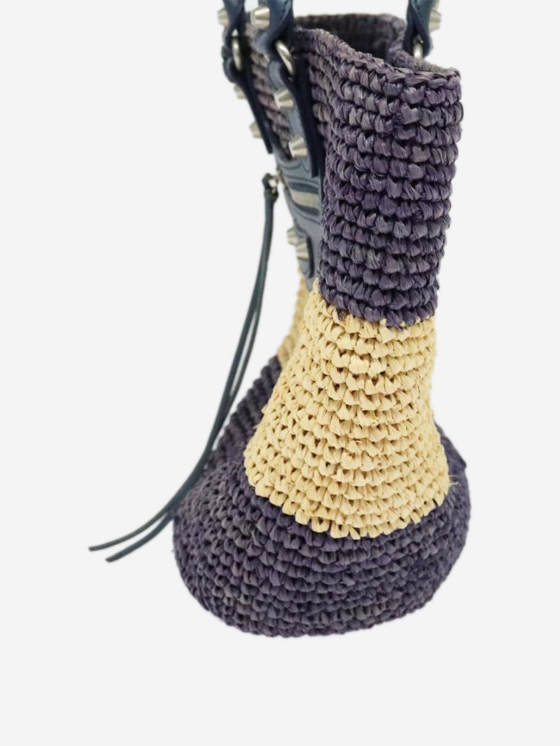 Purple and beige Panier XS raffia tote bag Tote Bags Balenciaga 