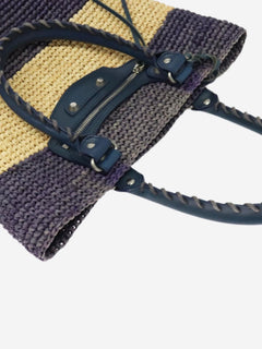 Purple and beige Panier XS raffia tote bag Tote Bags Balenciaga 