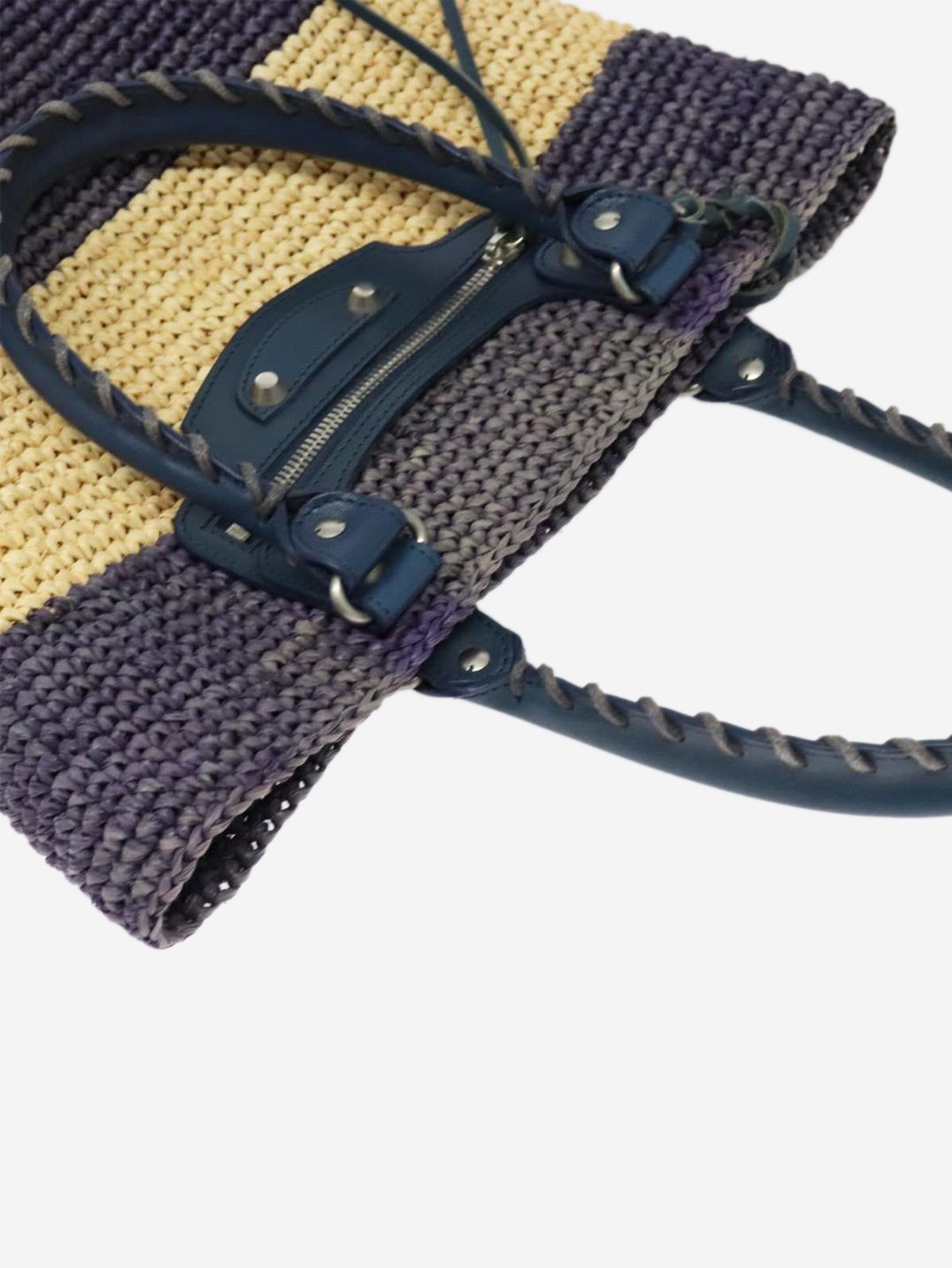 Purple and beige Panier XS raffia tote bag Tote Bags Balenciaga 
