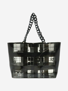Chanel Black vintage 2003 vinyl Windows Line tote bag