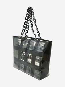Chanel Black vintage 2003 vinyl Windows Line tote bag