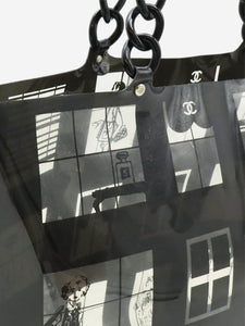 Chanel Black vintage 2003 vinyl Windows Line tote bag