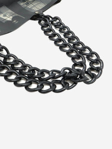 Chanel Black vintage 2003 vinyl Windows Line tote bag