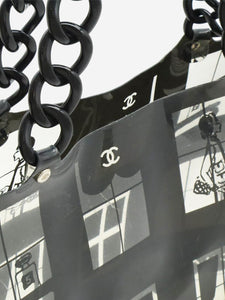 Chanel Black vintage 2003 vinyl Windows Line tote bag