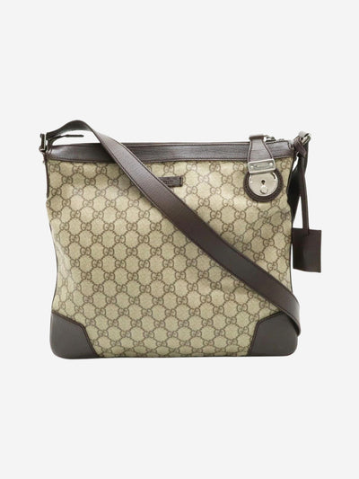 Brown GG Supreme canvas and leather shoulder bag Shoulder bags Gucci 