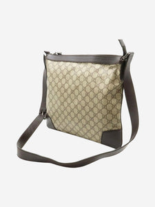 Gucci Brown GG Supreme canvas and leather shoulder bag