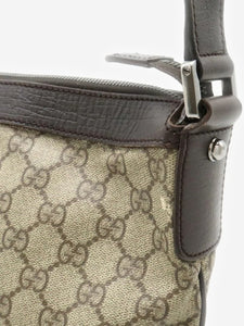 Gucci Brown GG Supreme canvas and leather shoulder bag