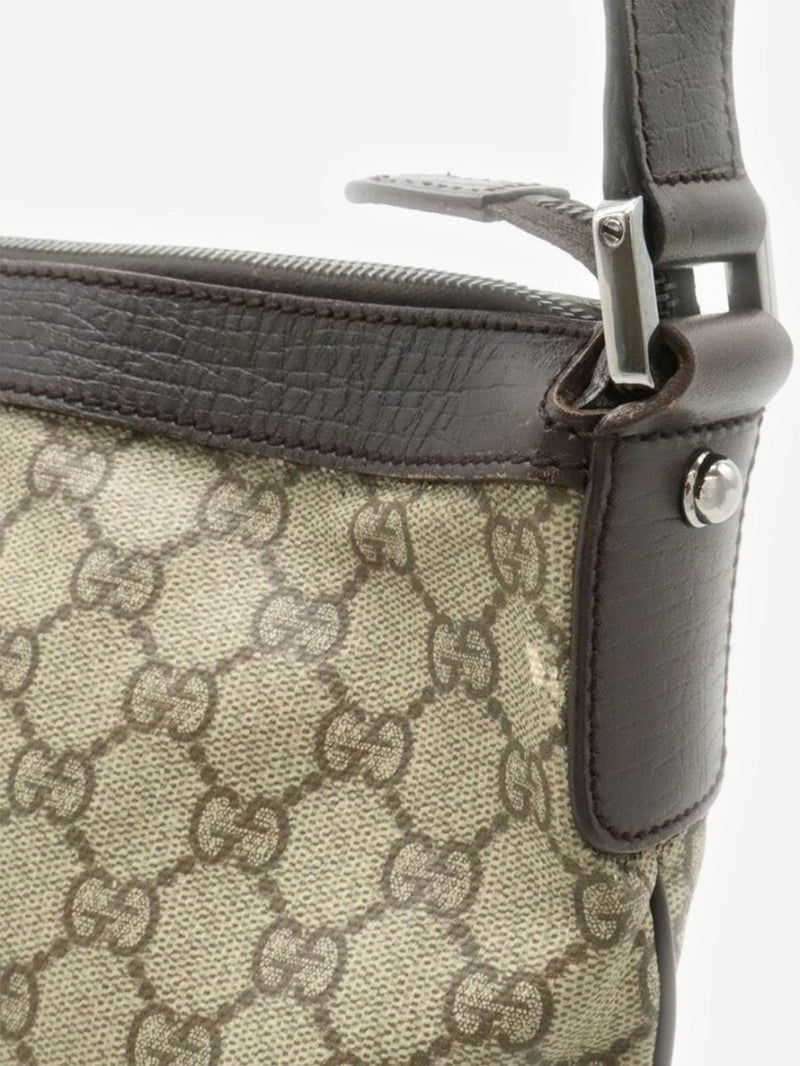 Brown GG Supreme canvas and leather shoulder bag Shoulder bags Gucci 