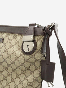 Gucci Brown GG Supreme canvas and leather shoulder bag
