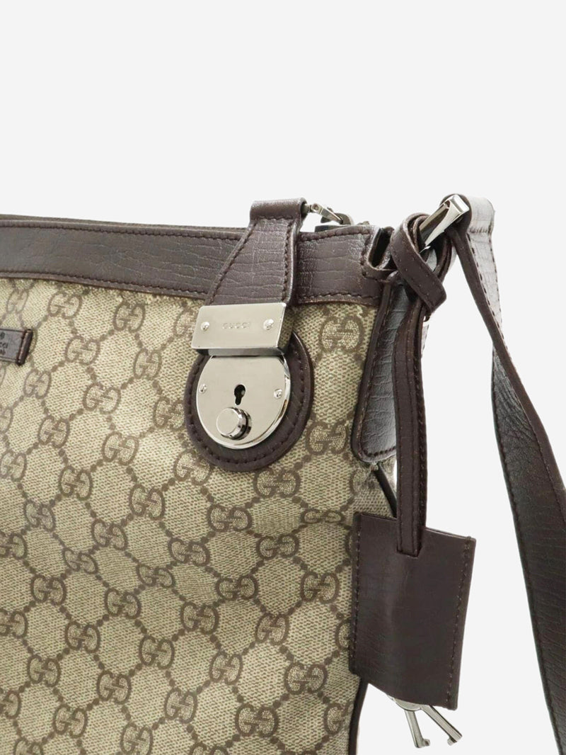 Brown GG Supreme canvas and leather shoulder bag Shoulder bags Gucci 
