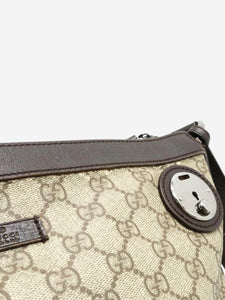 Gucci Brown GG Supreme canvas and leather shoulder bag