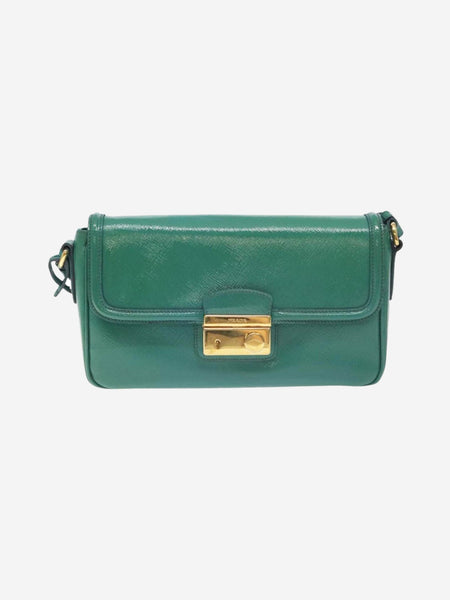 Green patent Saffiano leather shoulder bag product image