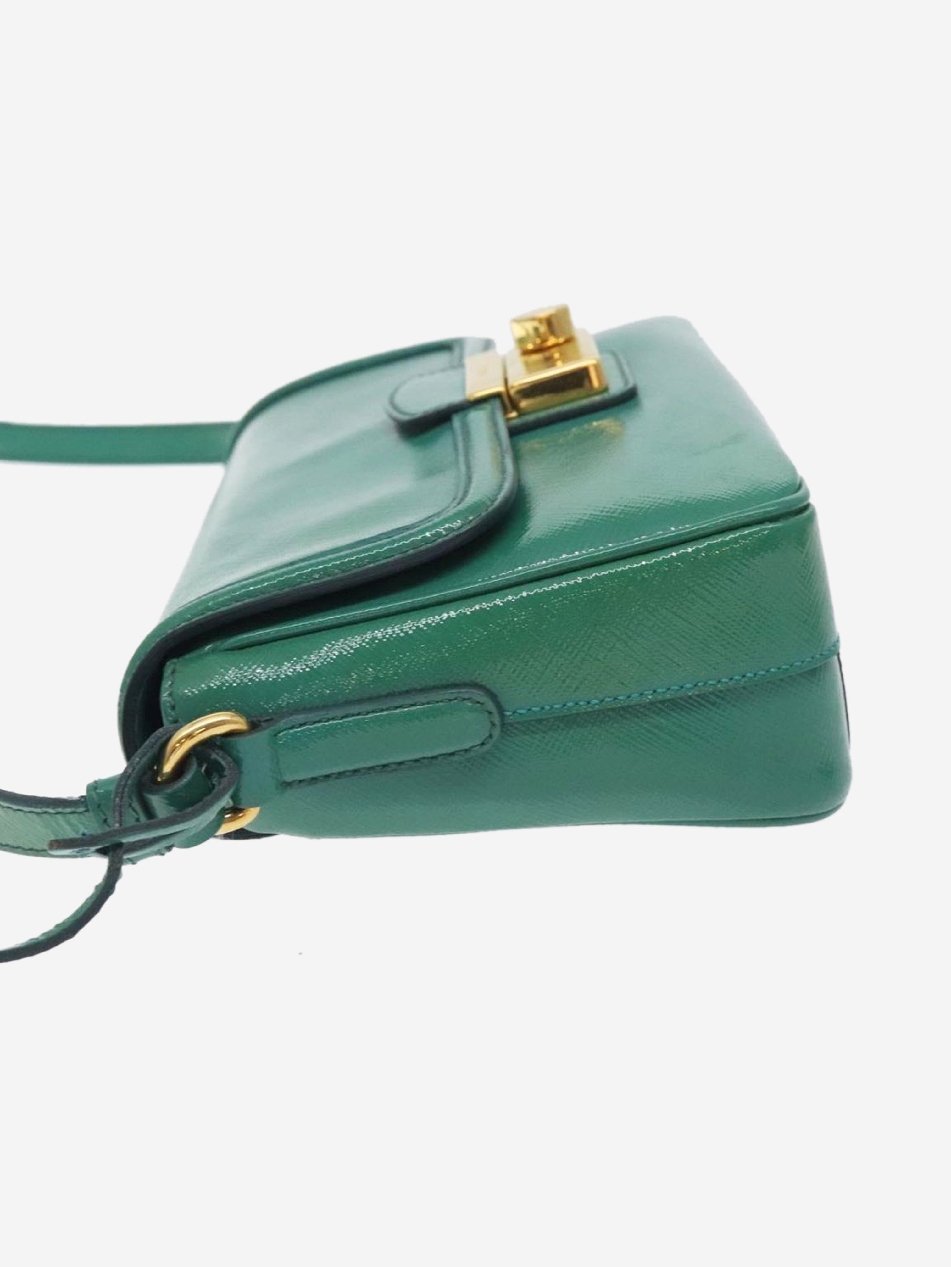 Green patent Saffiano leather shoulder bag Shoulder bags Prada 