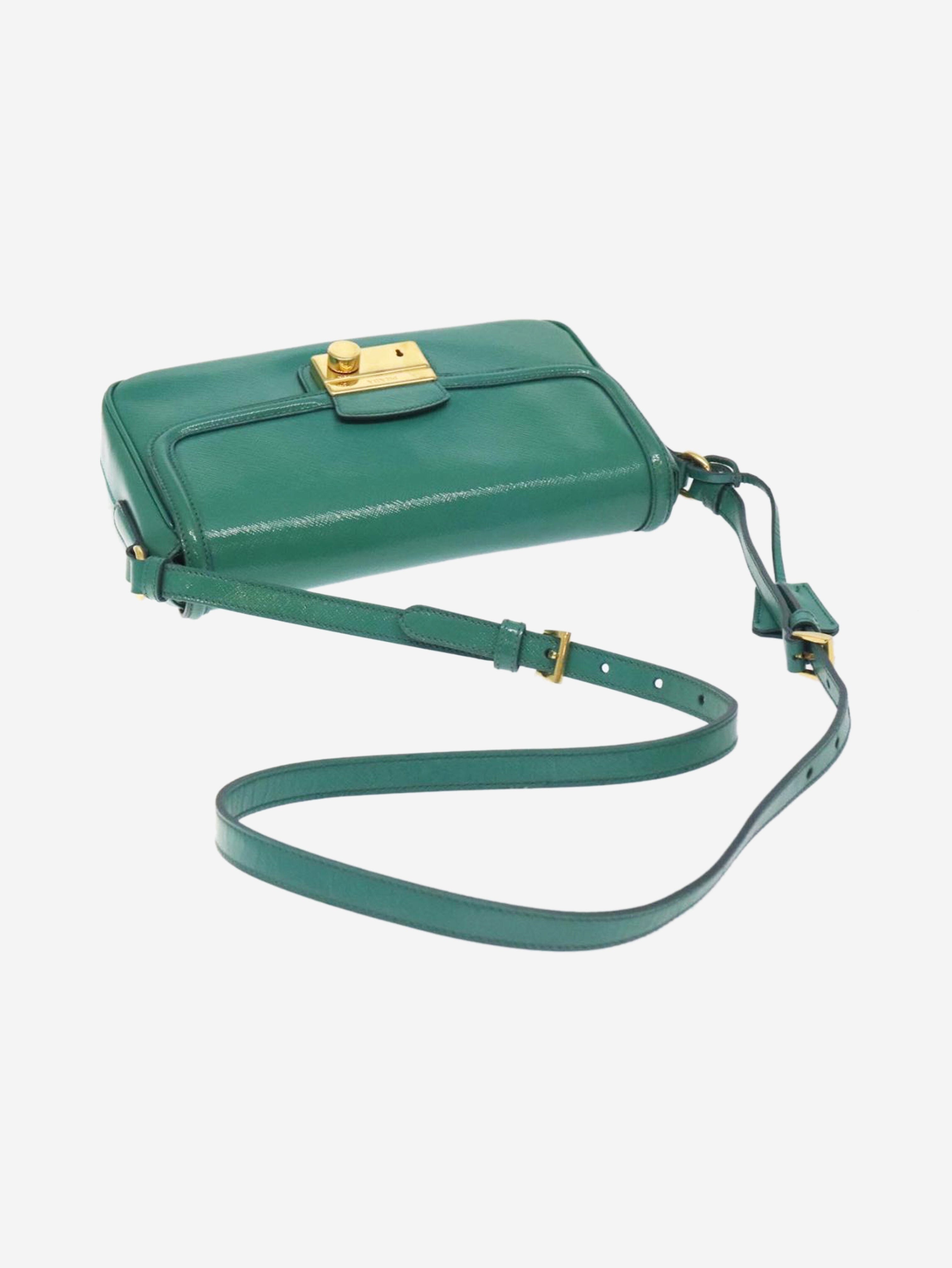 Green patent Saffiano leather shoulder bag Shoulder bags Prada 