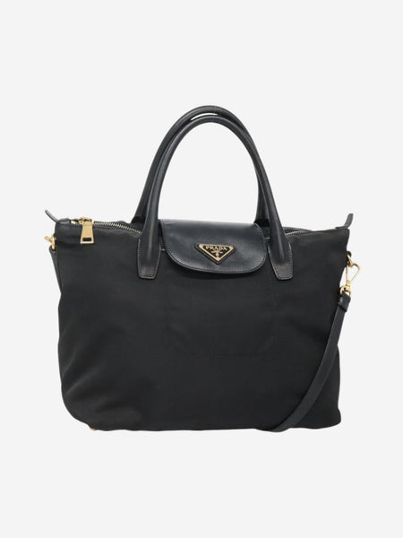 Black nylon 2way tote bag product image