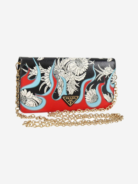 Multicolour Saffiano leather printed chain wallet product image