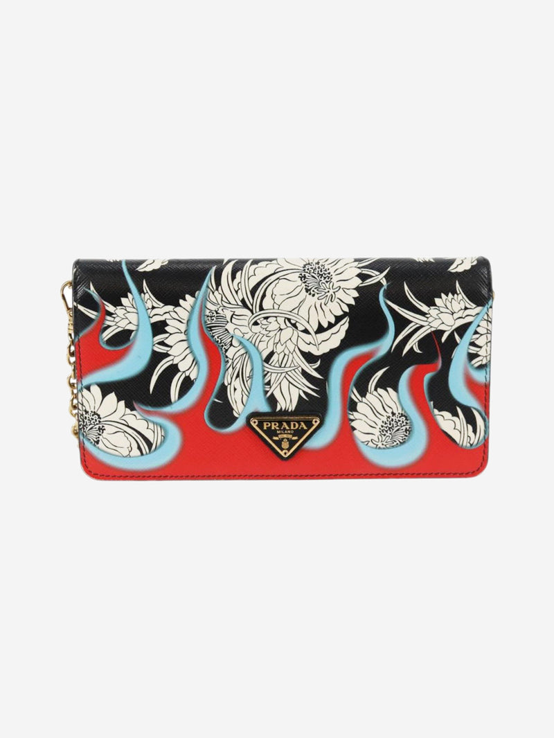 Multicolour Saffiano leather printed chain wallet Wallets, Purses & Small Leather Goods Prada 