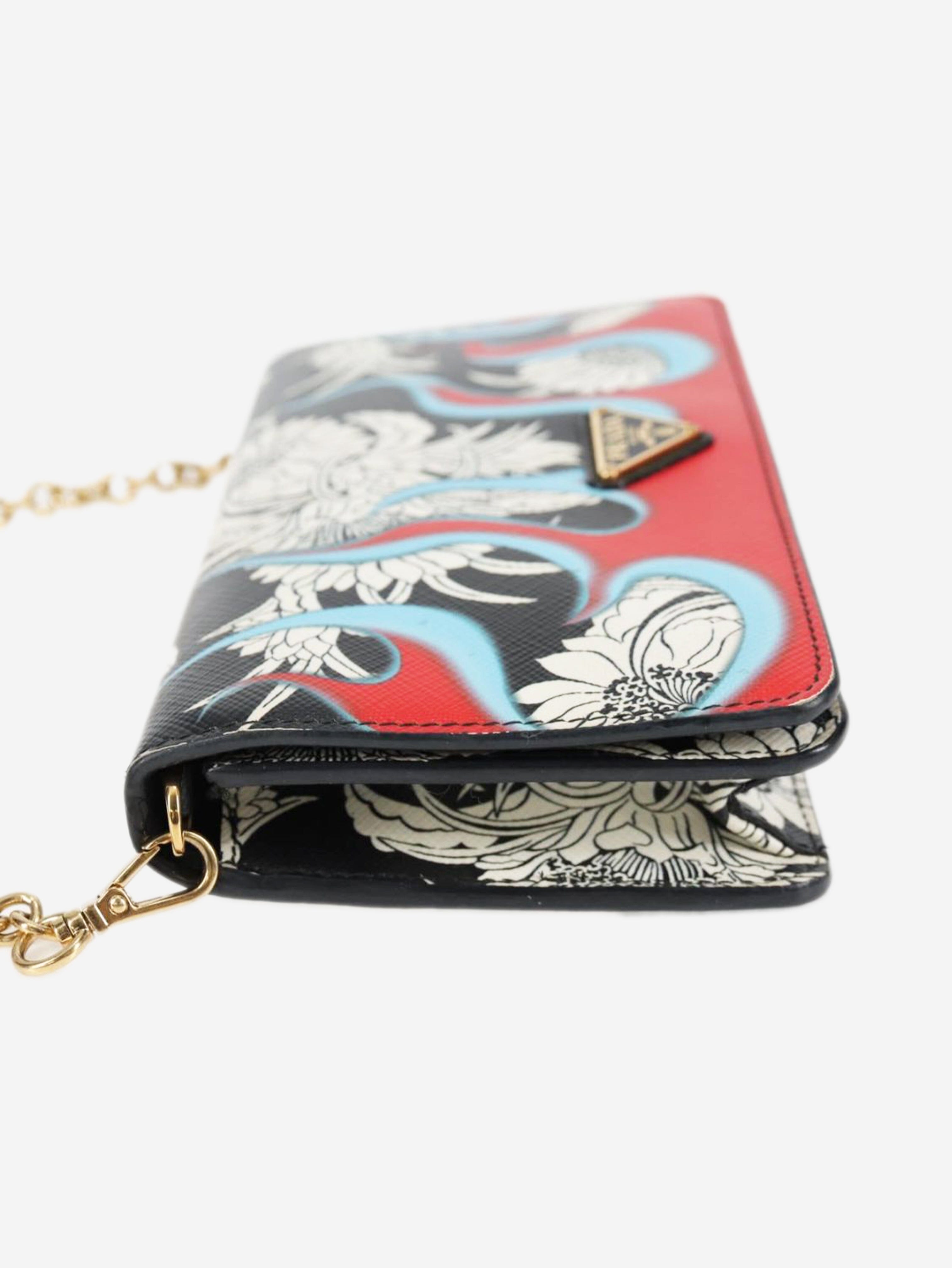 Multicolour Saffiano leather printed chain wallet Wallets, Purses & Small Leather Goods Prada 