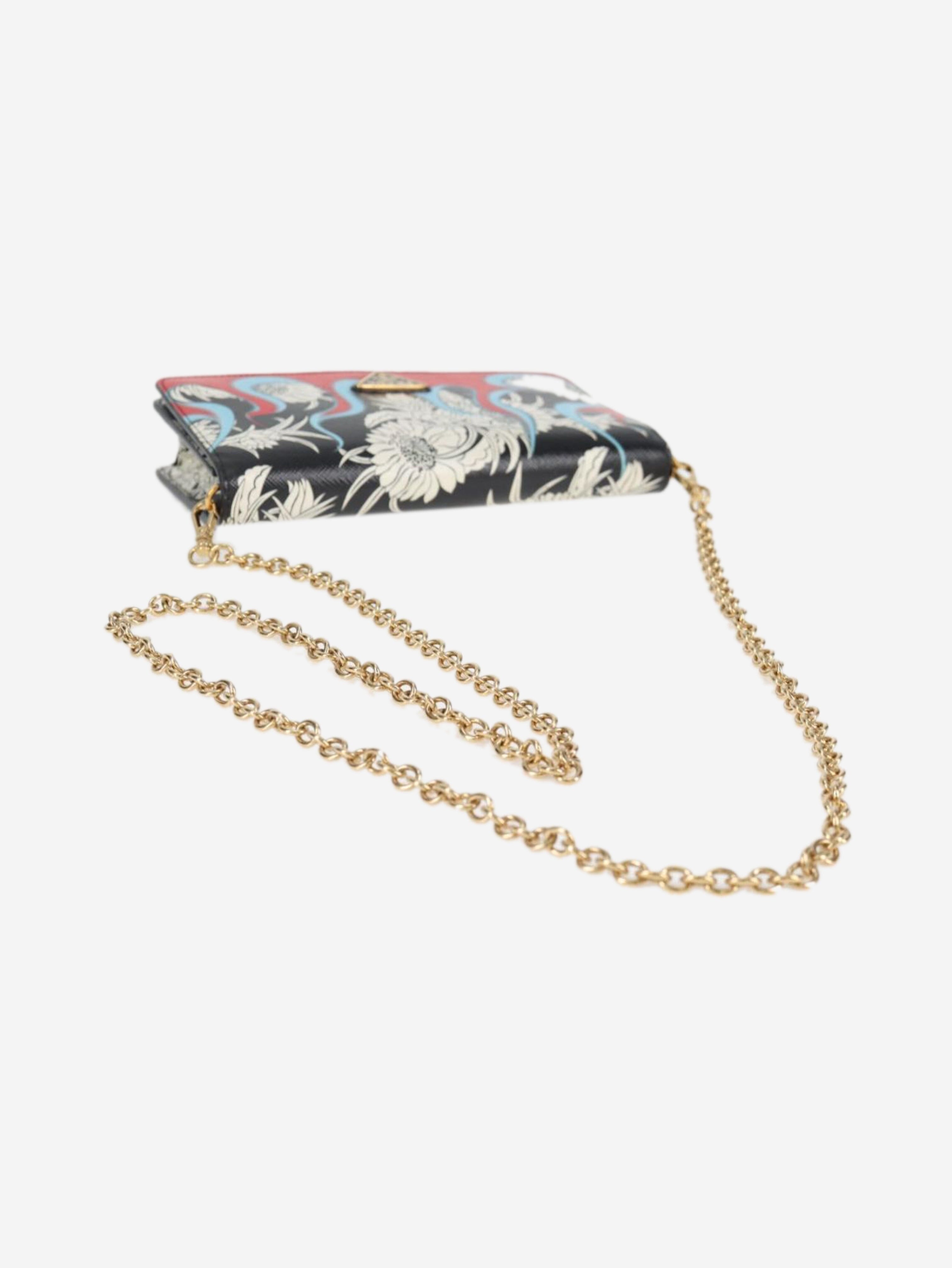 Multicolour Saffiano leather printed chain wallet Wallets, Purses & Small Leather Goods Prada 