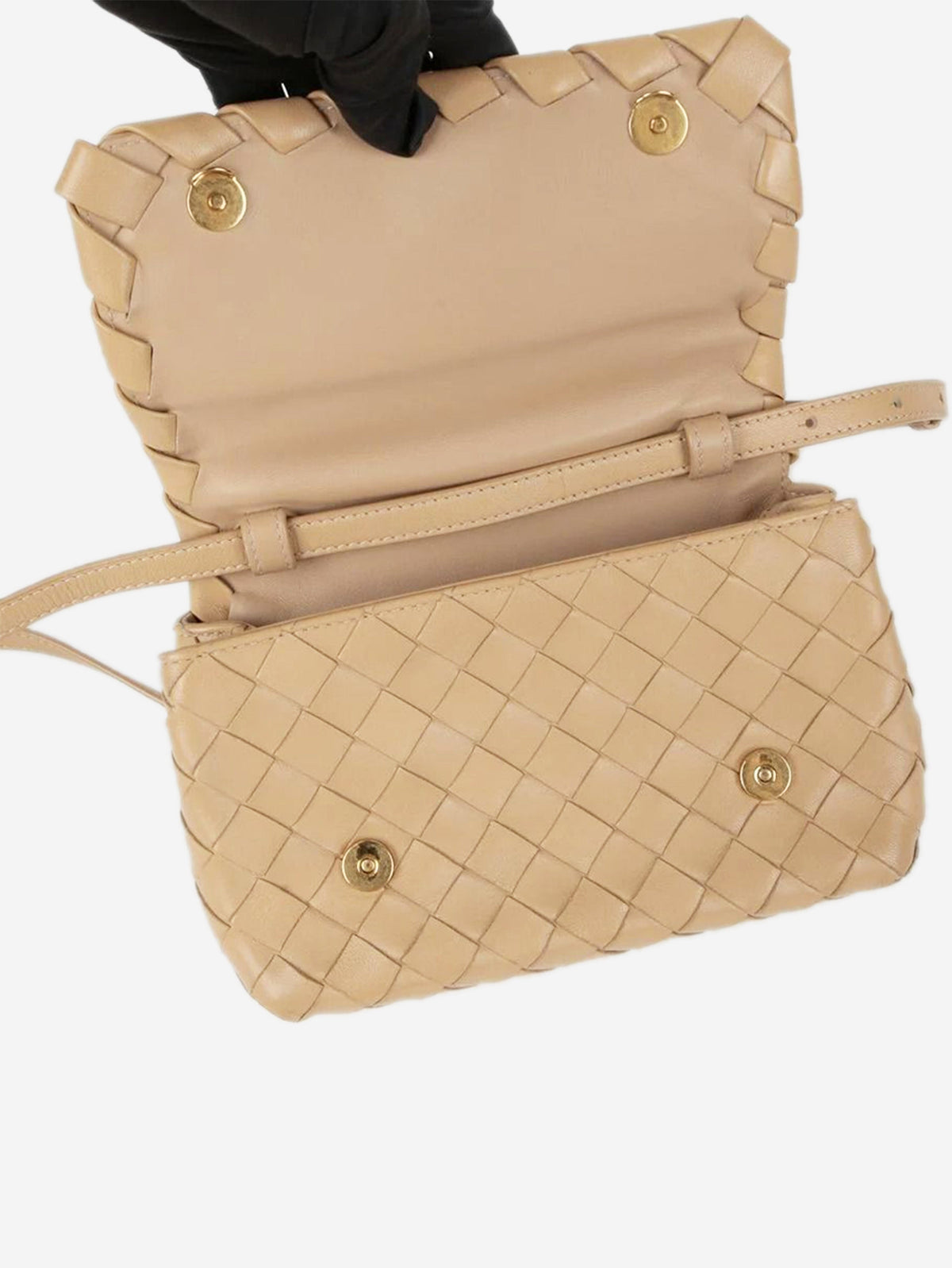 Blush Intrecciato leather flap bag Cross-body Bags Bottega Veneta 