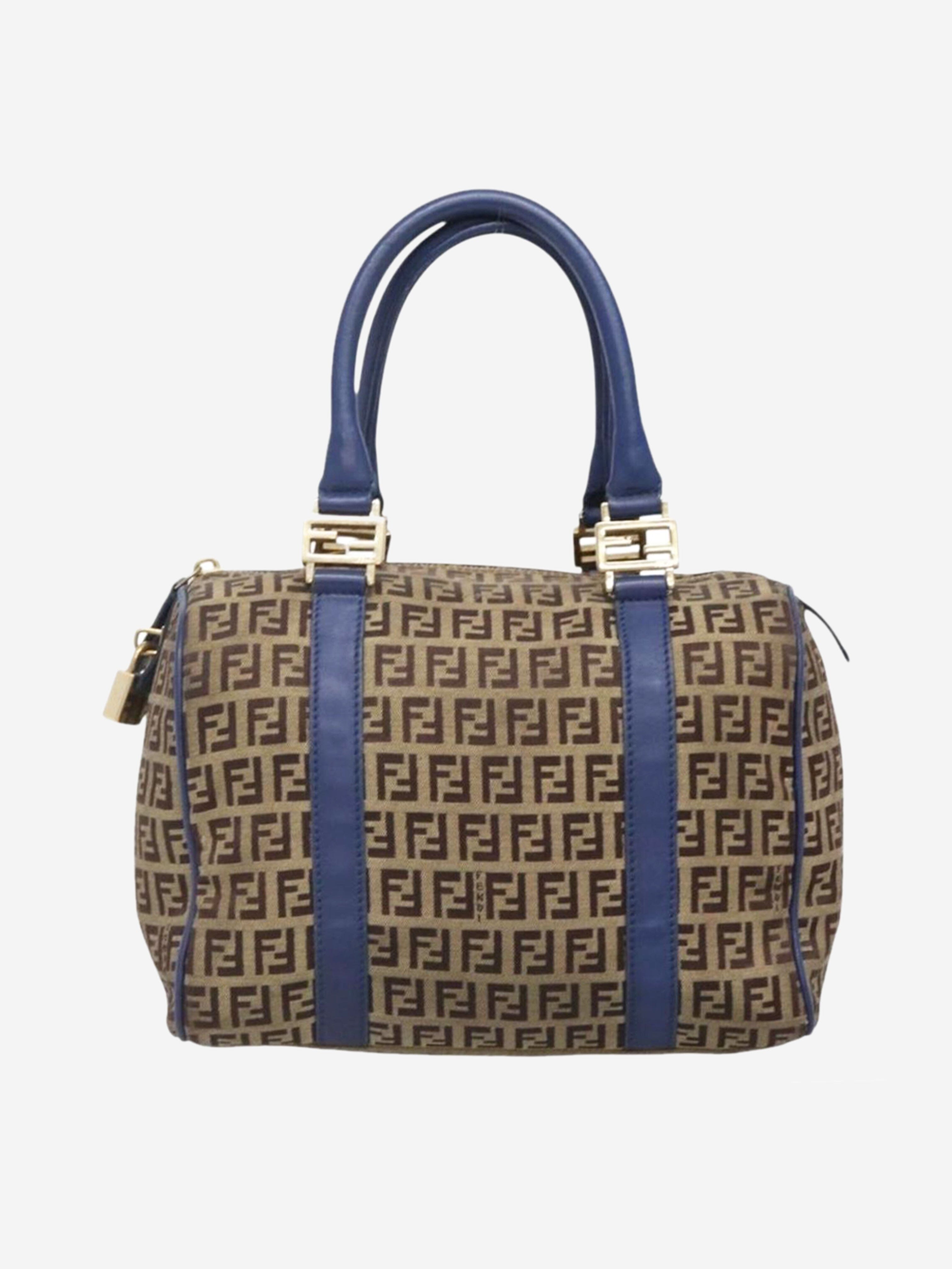 Brown Zucchino canvas Boston bag Top Handle Bags Fendi 