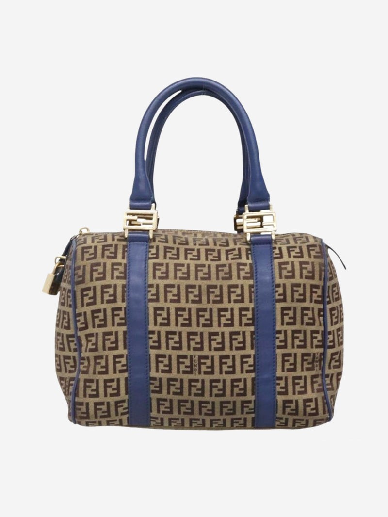 Brown Zucchino canvas Boston bag Top Handle Bags Fendi 