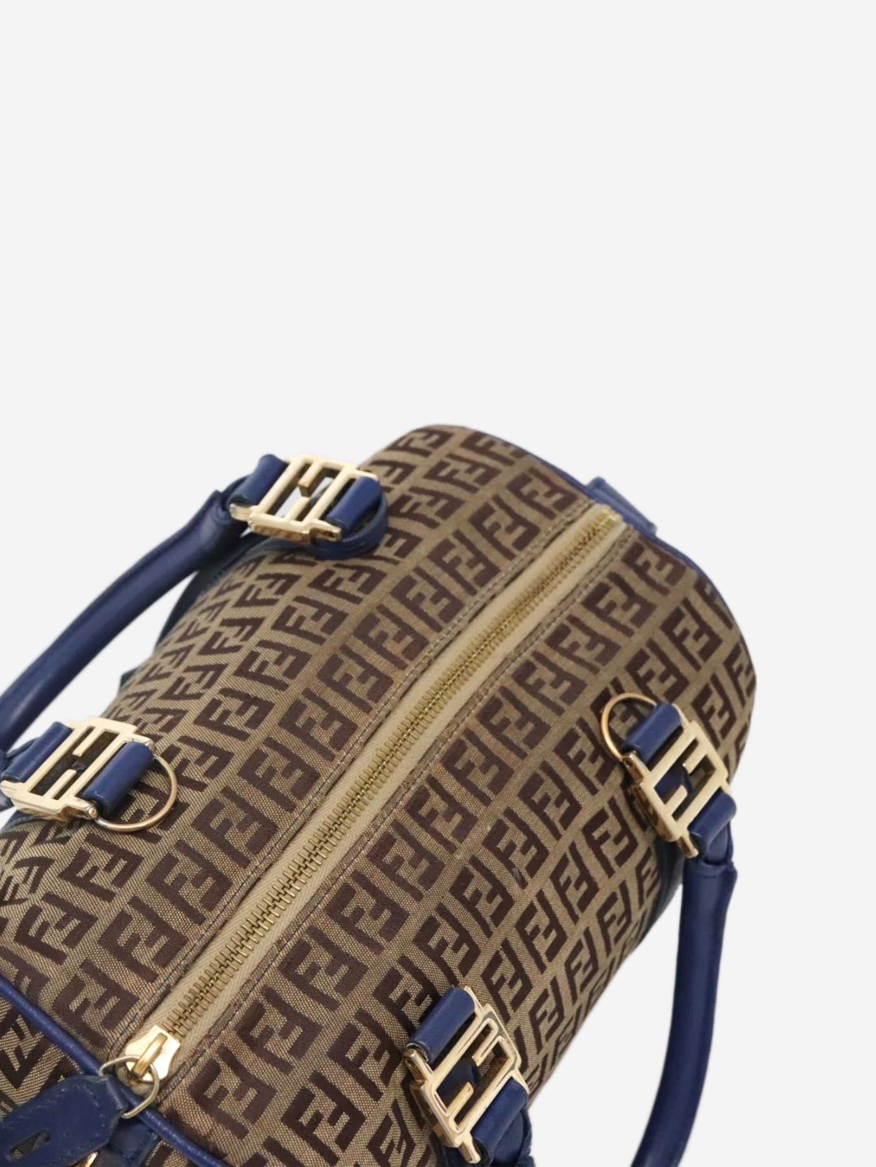 Brown Zucchino canvas Boston bag Top Handle Bags Fendi 