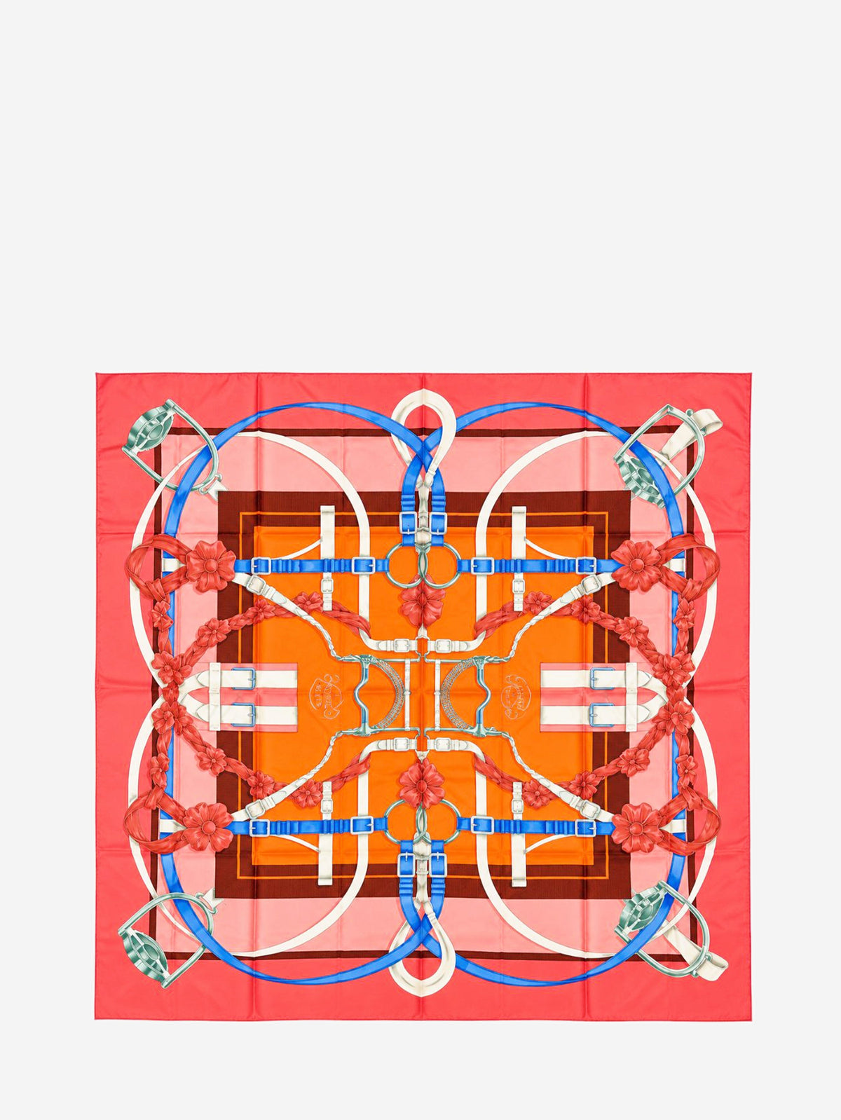 Orange large silk printed scarf Scarves Hermes 