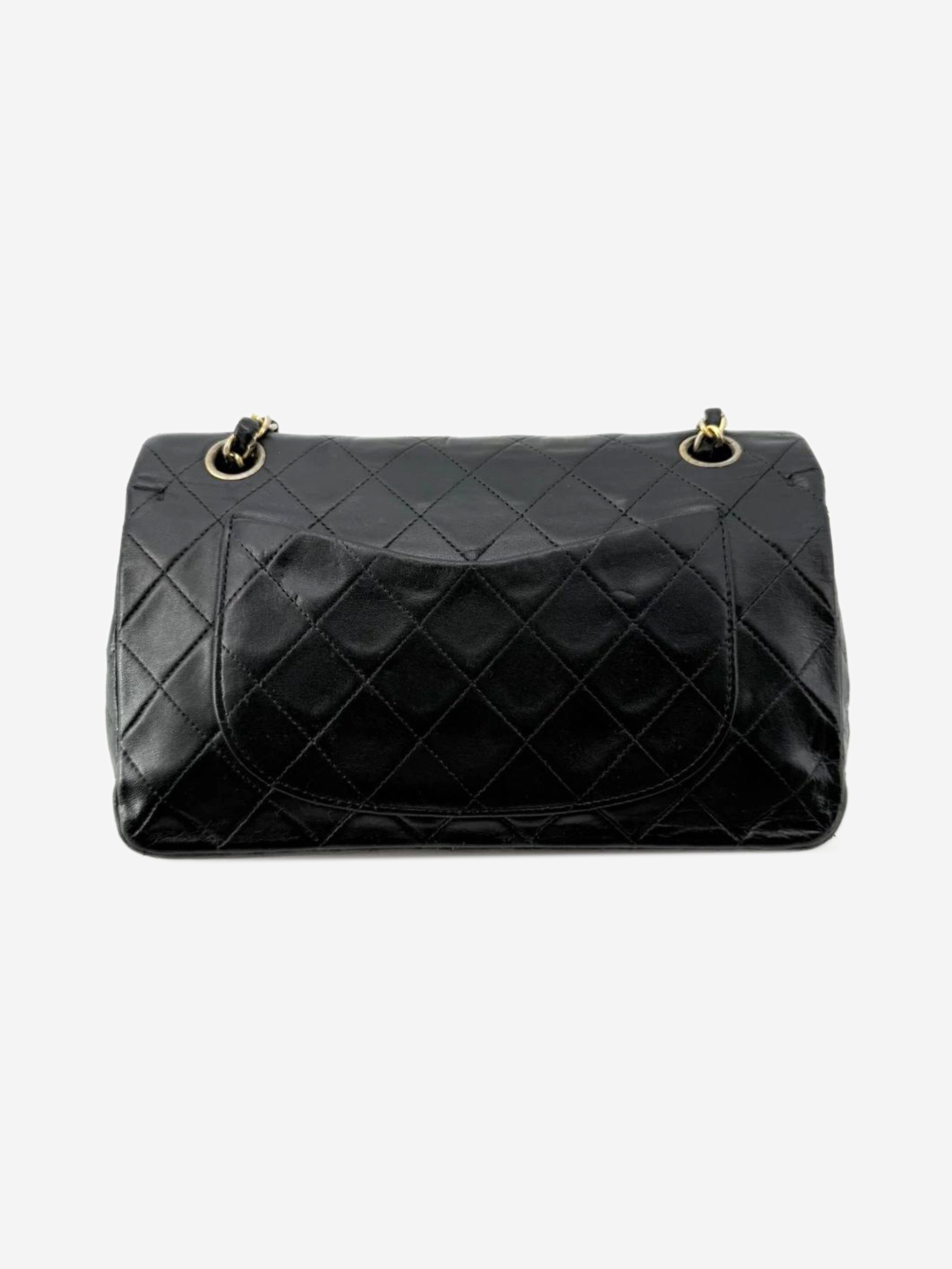 Black vintage 1991 lambskin Classic Double Flap bag Shoulder bags Chanel 