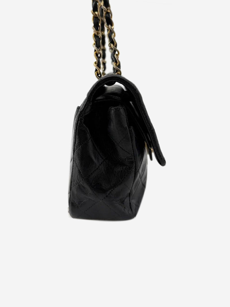 Black vintage 1991 lambskin Classic Double Flap bag Shoulder bags Chanel 