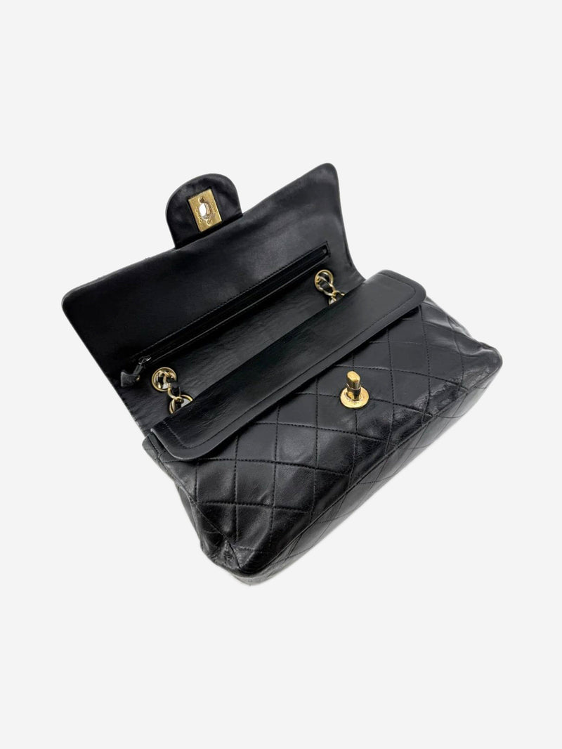 Black vintage 1991 lambskin Classic Double Flap bag Shoulder bags Chanel 