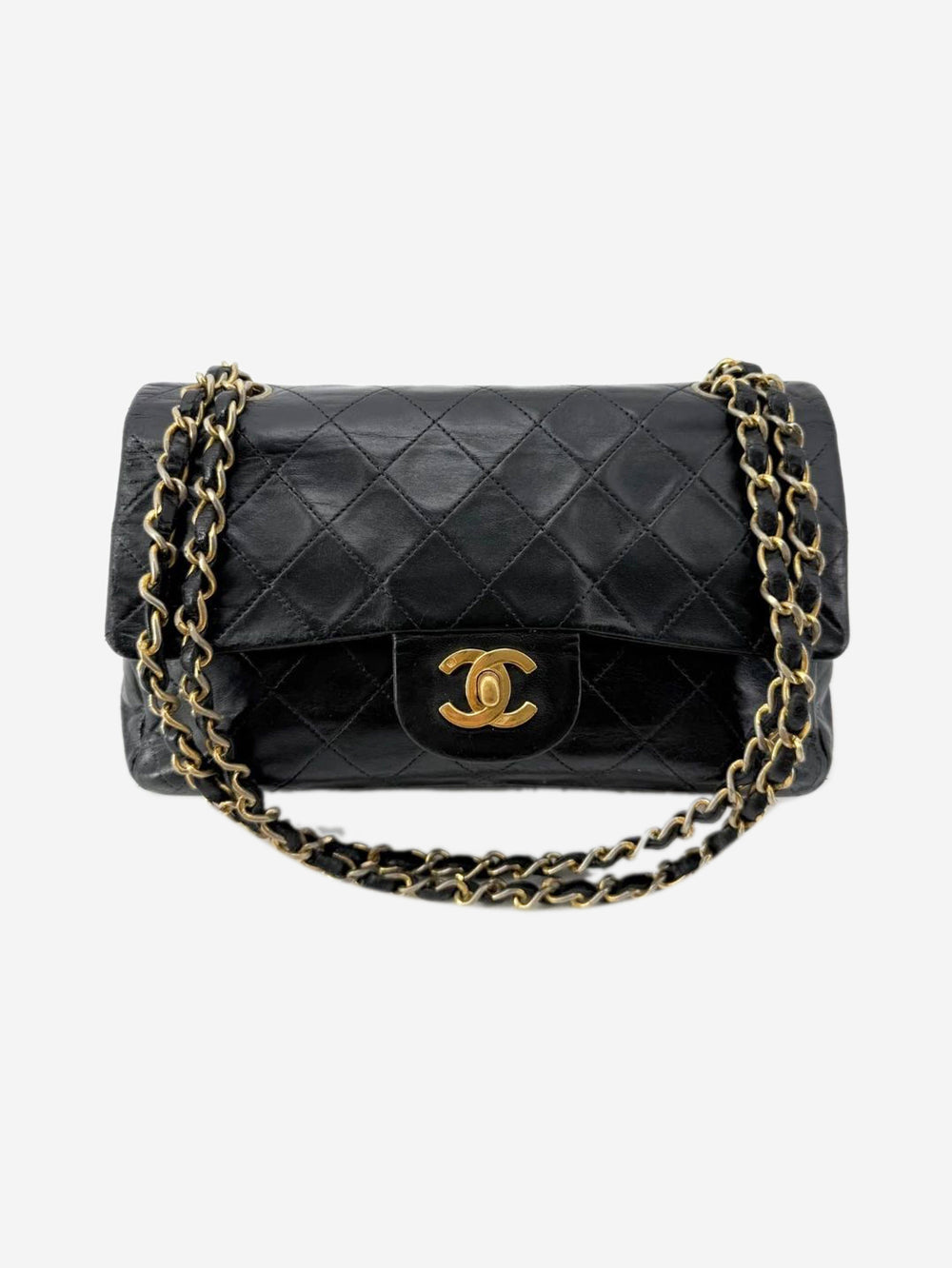 Black vintage 1991 lambskin Classic Double Flap bag Shoulder bags Chanel 