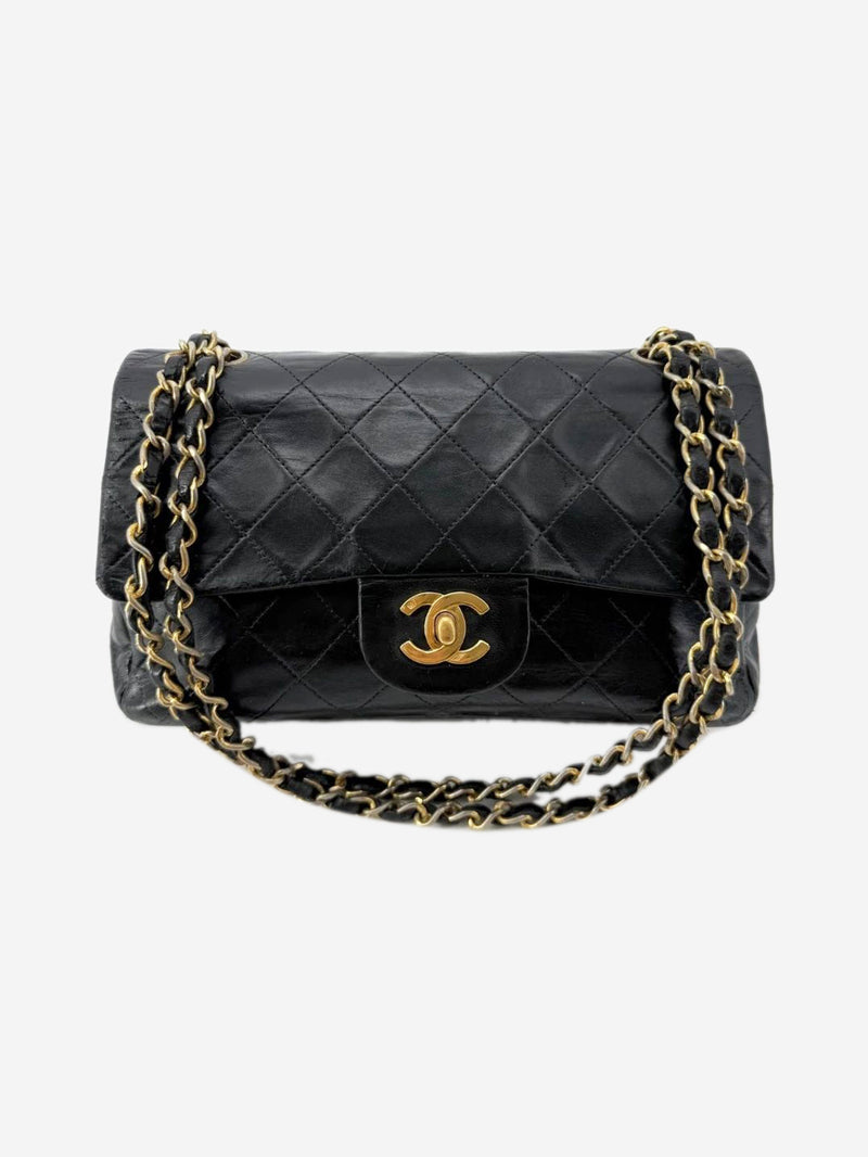 Black vintage 1991 lambskin Classic Double Flap bag Shoulder bags Chanel 