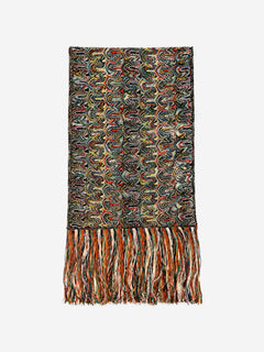 Orange knit tassel scarf