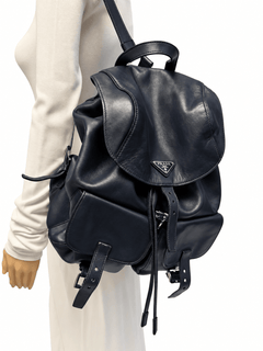 Navy medium leather backpack Backpacks Prada 