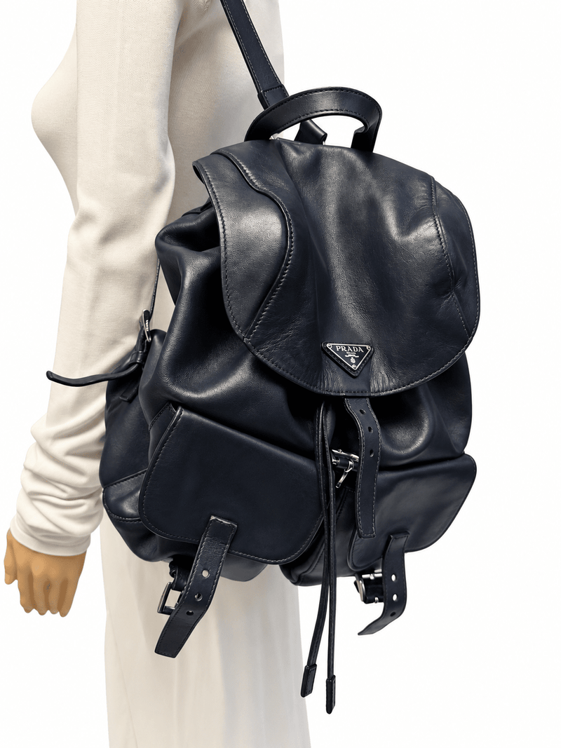 Navy medium leather backpack Backpacks Prada 
