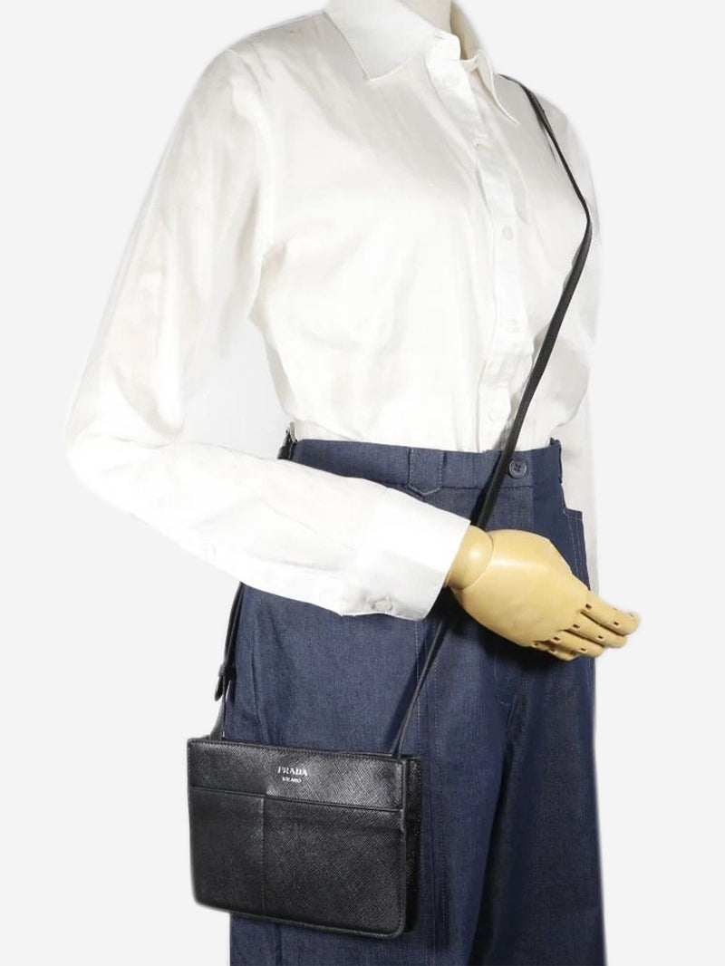 Black Saffiano leather mini crossbody bag Shoulder bags Prada 
